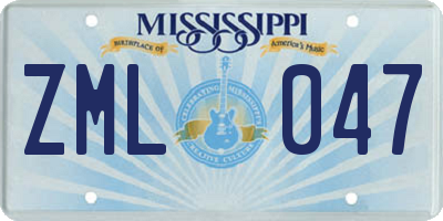 MS license plate ZML047
