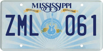MS license plate ZML061