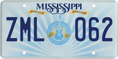 MS license plate ZML062