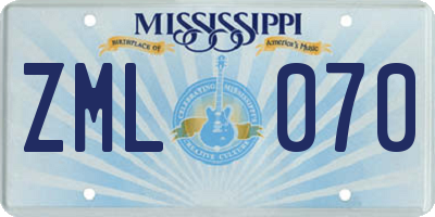 MS license plate ZML070