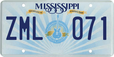 MS license plate ZML071