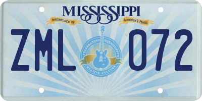 MS license plate ZML072