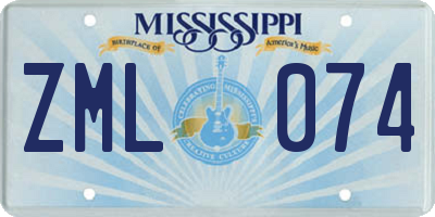 MS license plate ZML074