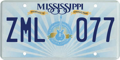 MS license plate ZML077