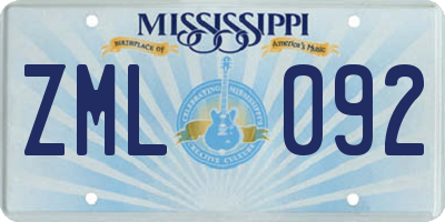 MS license plate ZML092