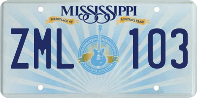 MS license plate ZML103