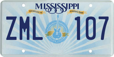 MS license plate ZML107