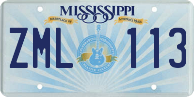 MS license plate ZML113