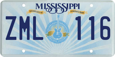 MS license plate ZML116