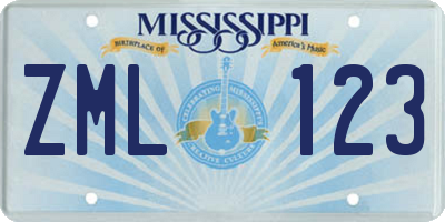 MS license plate ZML123