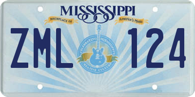MS license plate ZML124