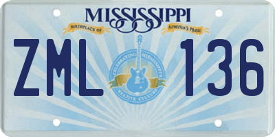 MS license plate ZML136