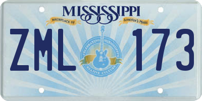MS license plate ZML173