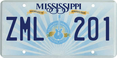 MS license plate ZML201