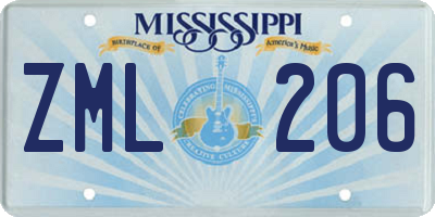 MS license plate ZML206