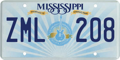 MS license plate ZML208
