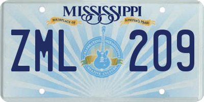 MS license plate ZML209