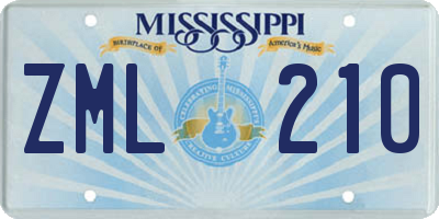 MS license plate ZML210