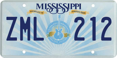 MS license plate ZML212
