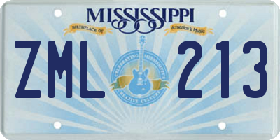 MS license plate ZML213