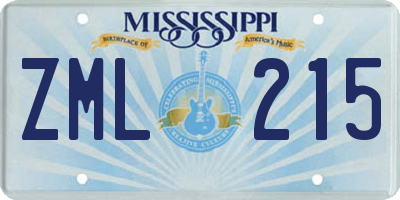 MS license plate ZML215