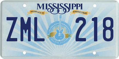 MS license plate ZML218