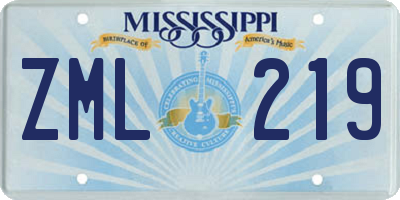 MS license plate ZML219