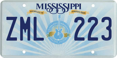 MS license plate ZML223