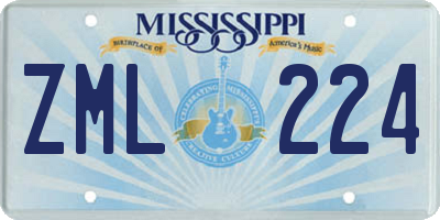 MS license plate ZML224