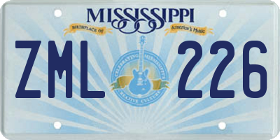 MS license plate ZML226