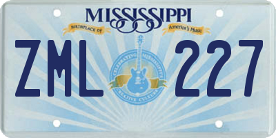 MS license plate ZML227