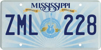MS license plate ZML228