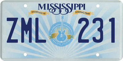 MS license plate ZML231