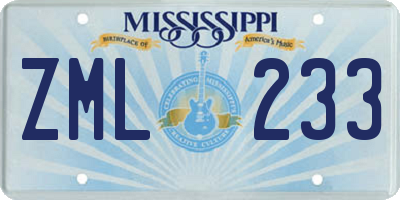 MS license plate ZML233