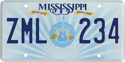 MS license plate ZML234