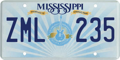 MS license plate ZML235