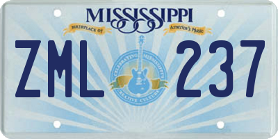 MS license plate ZML237