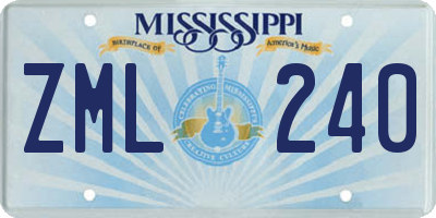 MS license plate ZML240