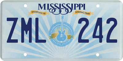 MS license plate ZML242