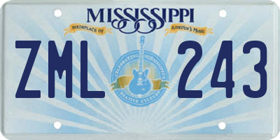 MS license plate ZML243