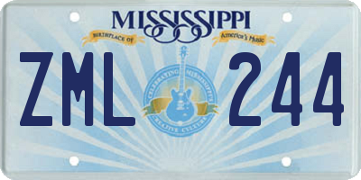 MS license plate ZML244