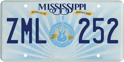 MS license plate ZML252