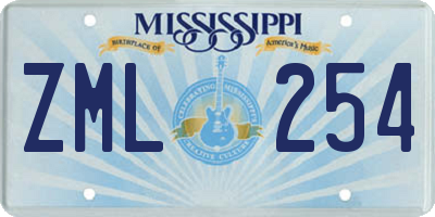 MS license plate ZML254