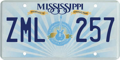 MS license plate ZML257