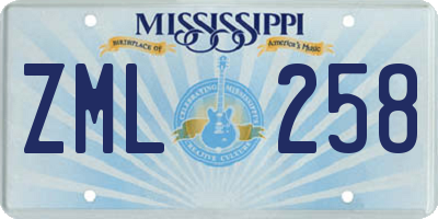 MS license plate ZML258
