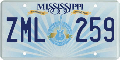 MS license plate ZML259