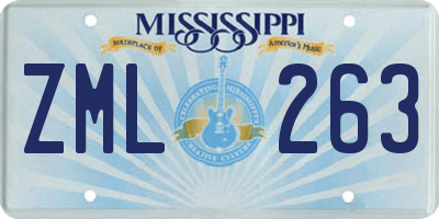 MS license plate ZML263