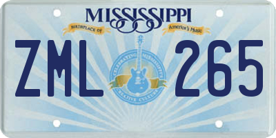 MS license plate ZML265