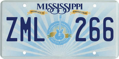 MS license plate ZML266