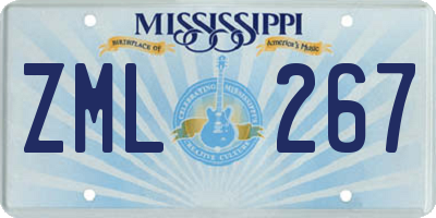 MS license plate ZML267